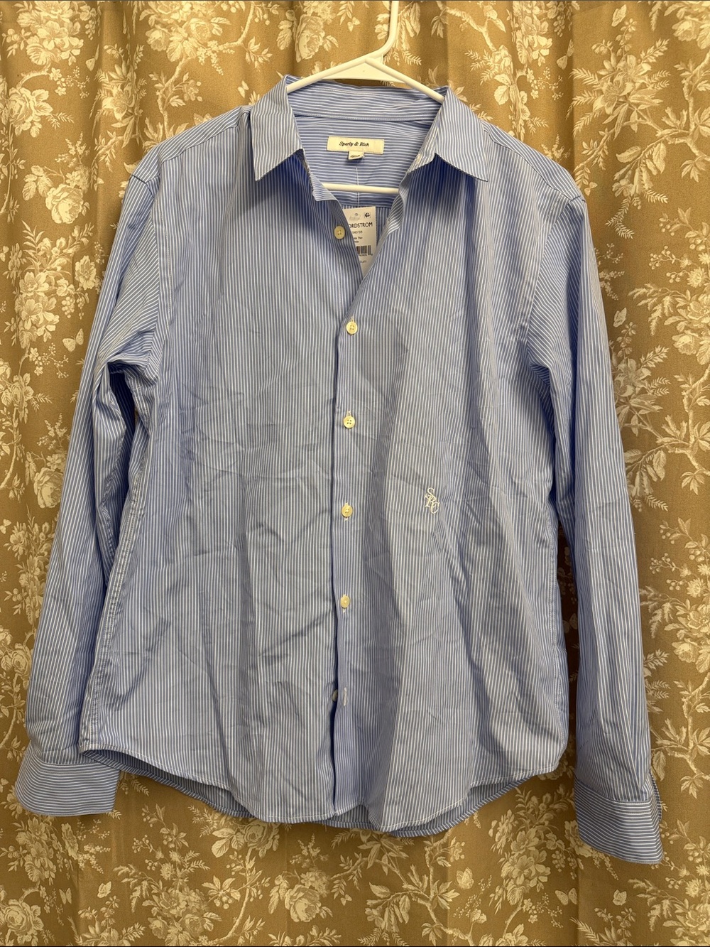 Sporty & Rich blue and white striped shirt